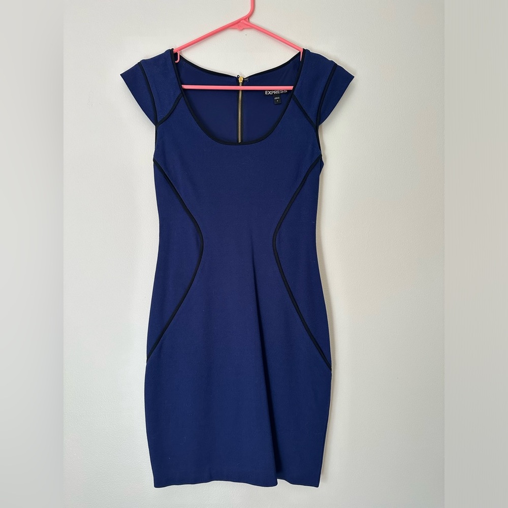 Express Size 0 Blue Form Fitting Dress